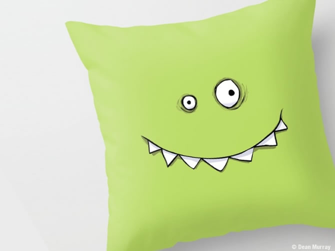 Happy Green Monster Cushion