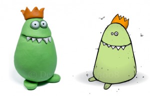 Part Monster 2d and 3d illustration